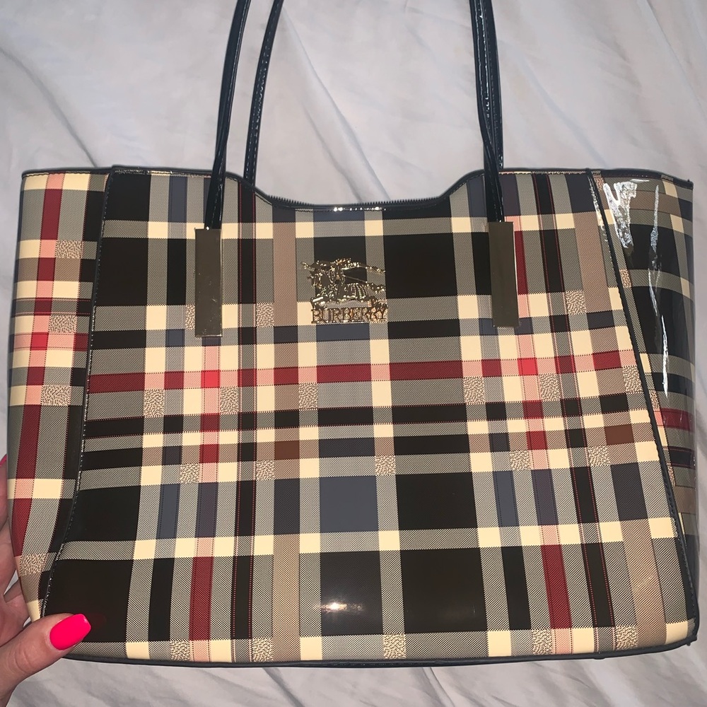 Burberry Checkered Shoulder Bag - Black, Red, Cream